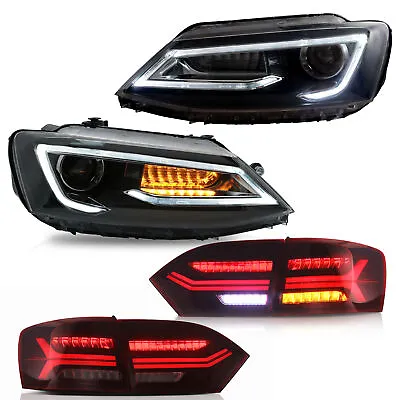 VLAND LED Headlights & Red Tail Lights For Volkswagen VW Jetta MK6 2011-2014 • $596.99