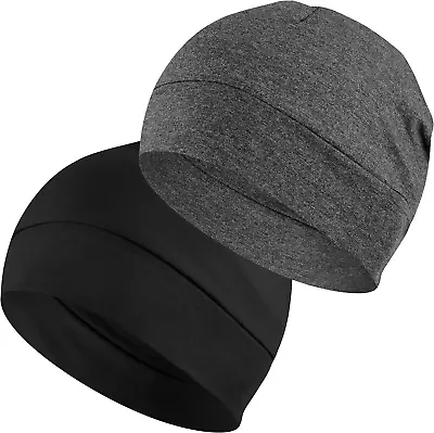 EINSKEY Cotton Beanie Hat 2-Pack Unisex Running Skull Cap Winter Summer Sports • £9.83