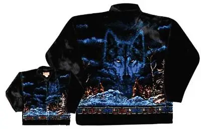 Black Mountain Mystic Wolf Ultra Plush Fleece Wolves Jacket  XS - 2X New • $79.99