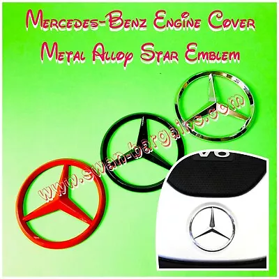 Mercedes-Benz Engine Cover Metal Alloy Star Logo Chrome Glossy Black Glossy Red • $25