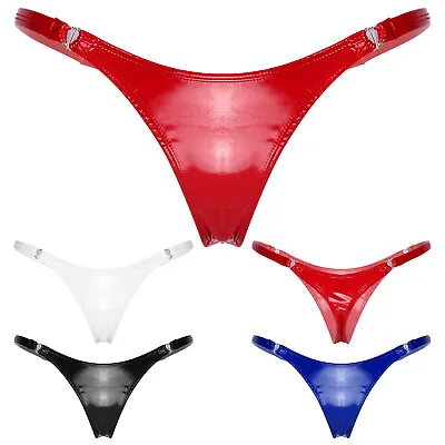 Women's PVC Latex Leather Tangas Thongs G-String Briefs Panties T-back Underwear • £11.99