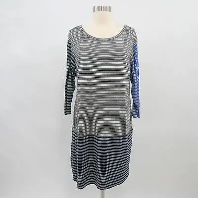 Bailey 44 T-Shirt Tee Dress L Large Striped Gray Blue White Rayon Metaphor • $29.90