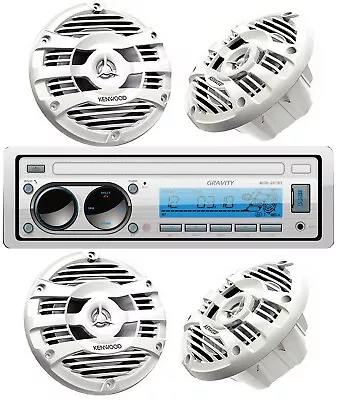 Gravity Marine Boat AM FM Media Receiver + 4x Kenwood KFC-1653MRW 6.5  Speakers • $199.99