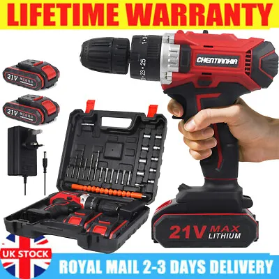 21V Cordless Hammer Drill Set Electric Impact Driver Screwdriver + 2 Battery UK • £28.99