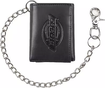 Dickies Men's Leather Chain Trifold Classic Capacity Wallet Black • $19.99