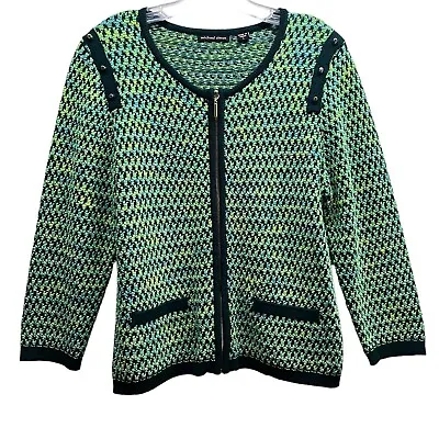 Michael Simon / Large / Multi-green/ Knit / Full Zip/ Cardigan • $16