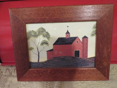 $20 • Buy Warren Kimble Lovely Piece Of Americana Framed Folk-Art Red Barn Print