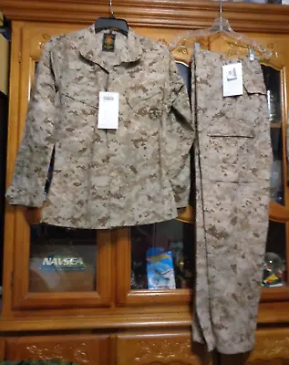 USMC MARPAT Uniform DESERT SET Combat Shirt Pant SMALL SHORT NEW WITH TAG • $105.75