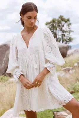 $199 • Buy Spell Dylan Smock Dress White BNWT Size Small