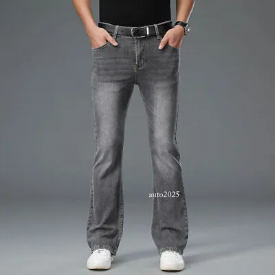 Mens Bell Bottom Flares Jeans Trousers Flared Stretch Denim Pants Boot Cut • $51.18