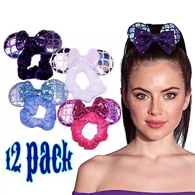 12 Pack Mouse Ears Scrunchies For Girls & Women Multicolor Velvet Hair Bow. • $12.99