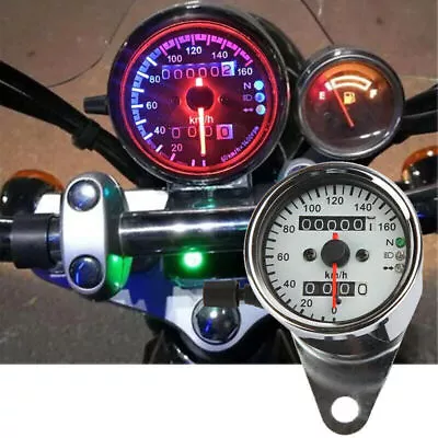 Chrome Motorcycle LED Tachometer Speedometer Gauge For Chopper Bobber Cafe Racer • $23.99