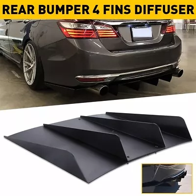 Car Trim Kit Rear Diffuser 4 Fins Bumper Splitter Chin Spoiler Lower Lip Black O • $34.99