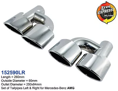 Exhaust Tips Quad Tailpipe Dual Set S/S 304 Chrome Plated For Mercedes Benz AMG • $745.32