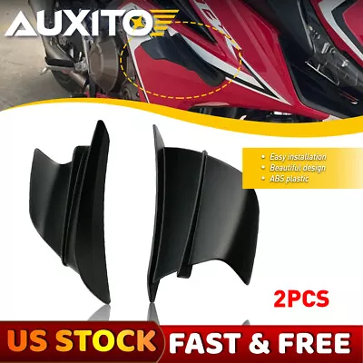 Black Motorcycle Body Side Winglet Air Deflector Wing Spoiler Accessories • $15.19