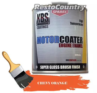 KBS Motor Coater Engine Enamel 500mls CHEVY ORANGE 1955 Onwards High Temp Paint • $85.50