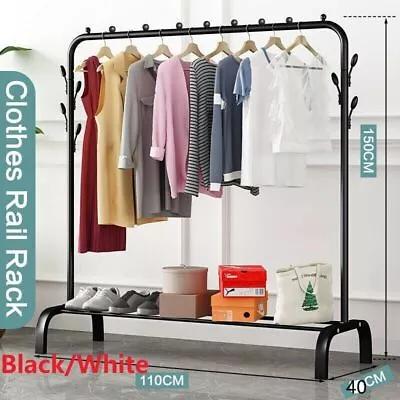 Heavy Duty Garment Rack Clothes Rail Stand Storage Shelf Organize Closet Bedroom • £12.99