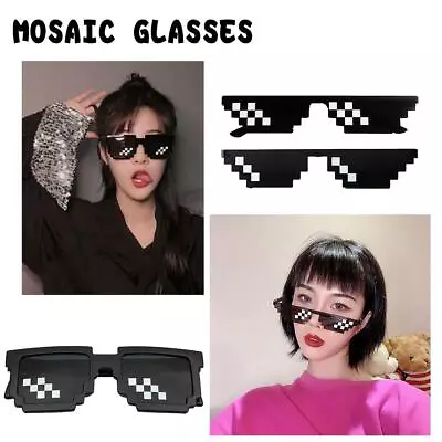 1pcs Mosaic 8 Bit Pixel Deal With It Sunglasses Unisex Thug Life Glas Prof • $12.57