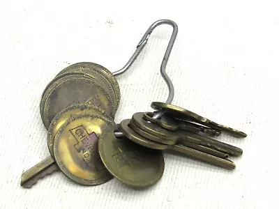 Vintage Chevrolet IND Brass Tool Check Tag Keys Keychain Indiana Factory Shop • $89.99