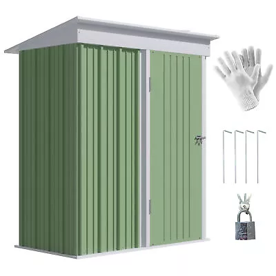 Outsunny Steel Garden Shed Small  Lean-to Shed For Bike Tool 5x3 Ft Green • £199.99