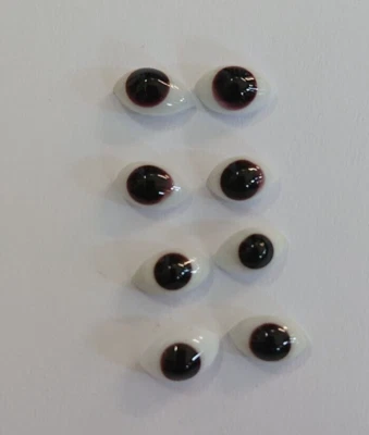 £2.25 • Buy 4 Pairs Of Antique Glass Oval Dolls Eyes. 5mm Dark Iris. Unused.