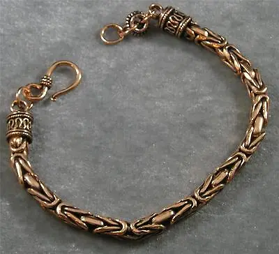 Solid Copper Byzantine Borobudur Chain Bracelet 9   8  Inside Mens Womens Large • $37.50