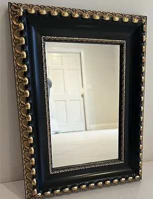 Vintage Mirror Wooden Frame Bombay Co Baroque Art Deco Black/Gold 16  X 12  1988 • $65