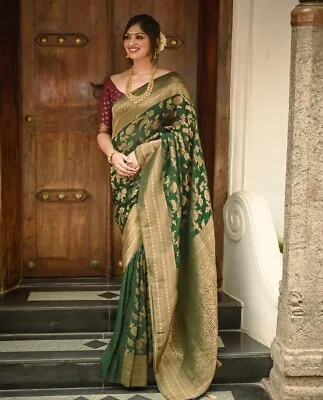 £29.99 • Buy Lichi Silk Saree Blouse Indian Pakistani Wedding Designer Bollywood Party Wear