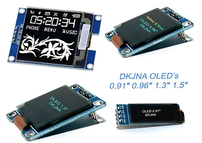 0.91  0.96  1.3  1.5  OLED  I2C White Blue SSD1306 SH1106 SH1107 Display Arduino • £4.20