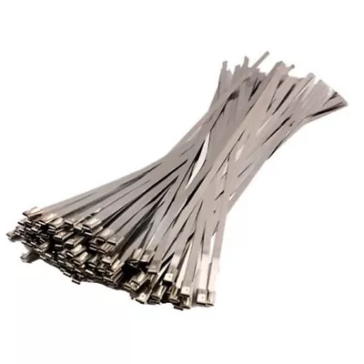 100Pcs 12  Stainless Steel Metal Cable Zip Tie Self Lock Strap Strong Heavy Duty • $16.35