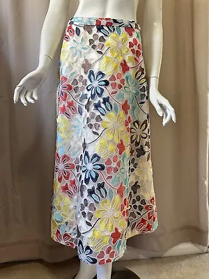 New Anthropologie Eva Franco Meghan Embroidered Floral Skirts Szie 6/S • $79.99
