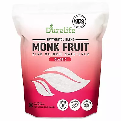 Durelife Monk Fruit Sweetener White Sugar Substitute 5lb • $34.19