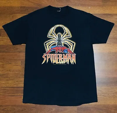 Spiderman Vintage T Shirt Size L Web Textured Mad Engine 2002 Spider-man • $25