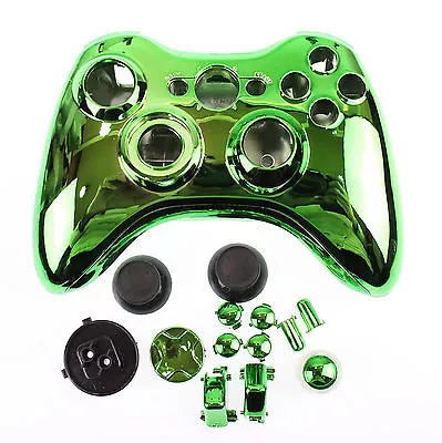 Replacement Custom Chrome Green Xbox 360 Controller Shell Case. • £59.99