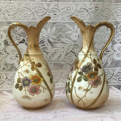 Royal Bonn Antique Pair Of Ewer Vases  By Franz Anton Mehlem Dresden Germany • £125