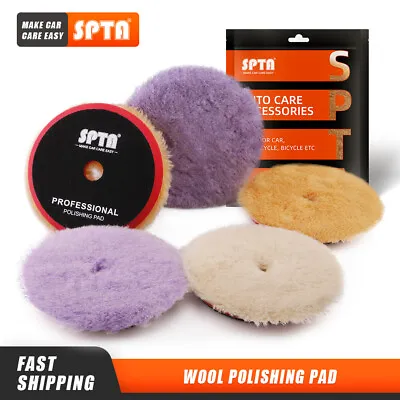 SPTA 3/5/6  Inch High Density Lambs Wool Polish Buffing Pad Kit For Car Polisher • $7.99