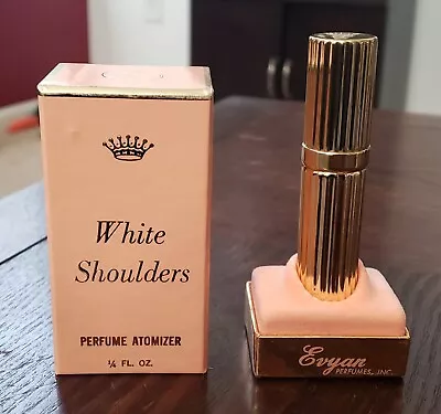 New In Box Vintage Evyan White Shoulders Pure  Perfume Atomizer Spray  1/4 Oz. • $49.99