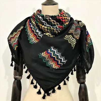 Shemagh Keffiyeh Rainbow On Black Arab Scarf Original Kufiya Made In Palestine • $45.99