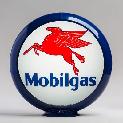 Mobilgas 13.5  Gas Pump Globe W/ Dark Blue Plastic Body (G148) • $134.50