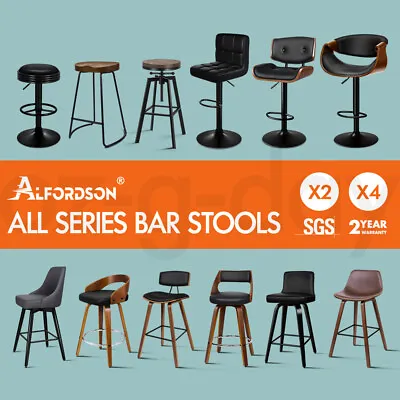 ALFORDSON Bar Stools Kitchen Swivel Gas Lift Wooden Dining Chairs X1/x2/x4 • $119.95