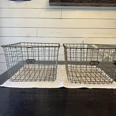 Vintage Kaspar Wire Metal Industrial Gym Locker Baskets - 2 Baskets # 1 & 46 • $57