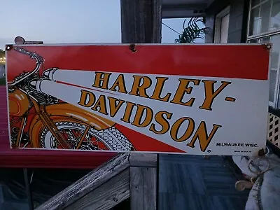 RARE Vintage Harley Davidson Motorcycles Heavy Porcelain Metal Gas Oil Sign • $695