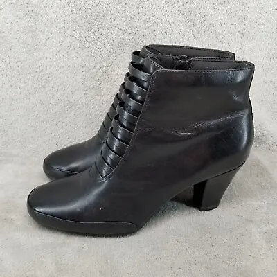 Clarks Shoes Womens Size 9 Artisan Black Leather Steampunk Retro Ankle Booties • $29