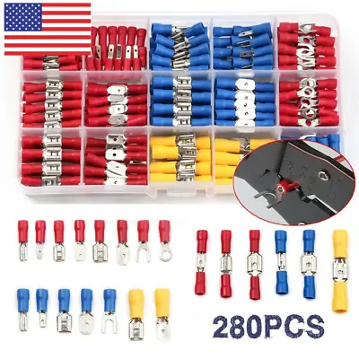 280PCS Assorted Crimp Spade Terminal Insulated Electrical Wire Connector Kit Set • $8.29