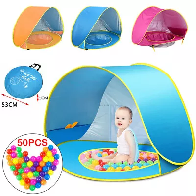 Detachable Pop Up Baby Play Beach Tent Shade Tent Baby Beach Sun Shade With Pool • £11.17