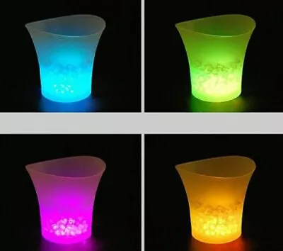 LED Colour Changing Ice Bucket 5L Acrylic Beer Cooler Champagne Drinks Wine Bar • £12.99