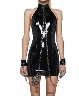 NWT DOLLS KILL WIDOW The Will To Submit Bodycon Dress CHAIN PVC GOTH FETISH XXL • $59.99