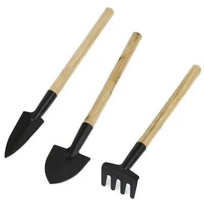 Set Of Mini Gardening Tools Includes Pot Rake Trowel And Shovel Wooden Plants • £3.49