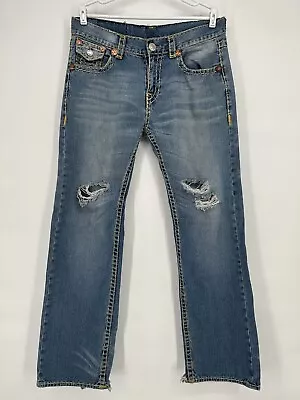 True Religion Jeans Mens 34 Billy Super T Blue Denim Flap Pockets USA Made • $30