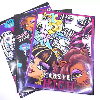 2014 Monster High Portfolio Folder 2 Pocket 3 Ring Binder Holes Set Of 3 • $20
